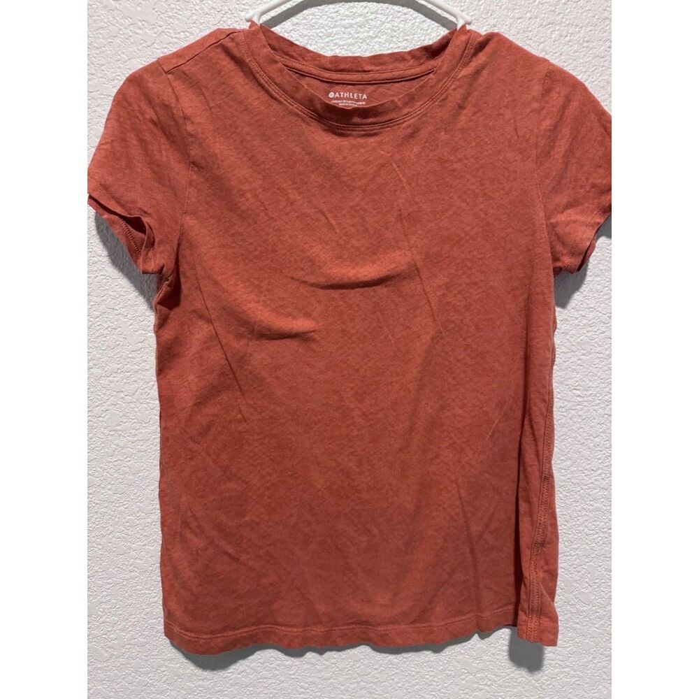 Athleta Organic Daily Crew Tee XS Etruscan Red Snake 100% Cotton T-Shirt